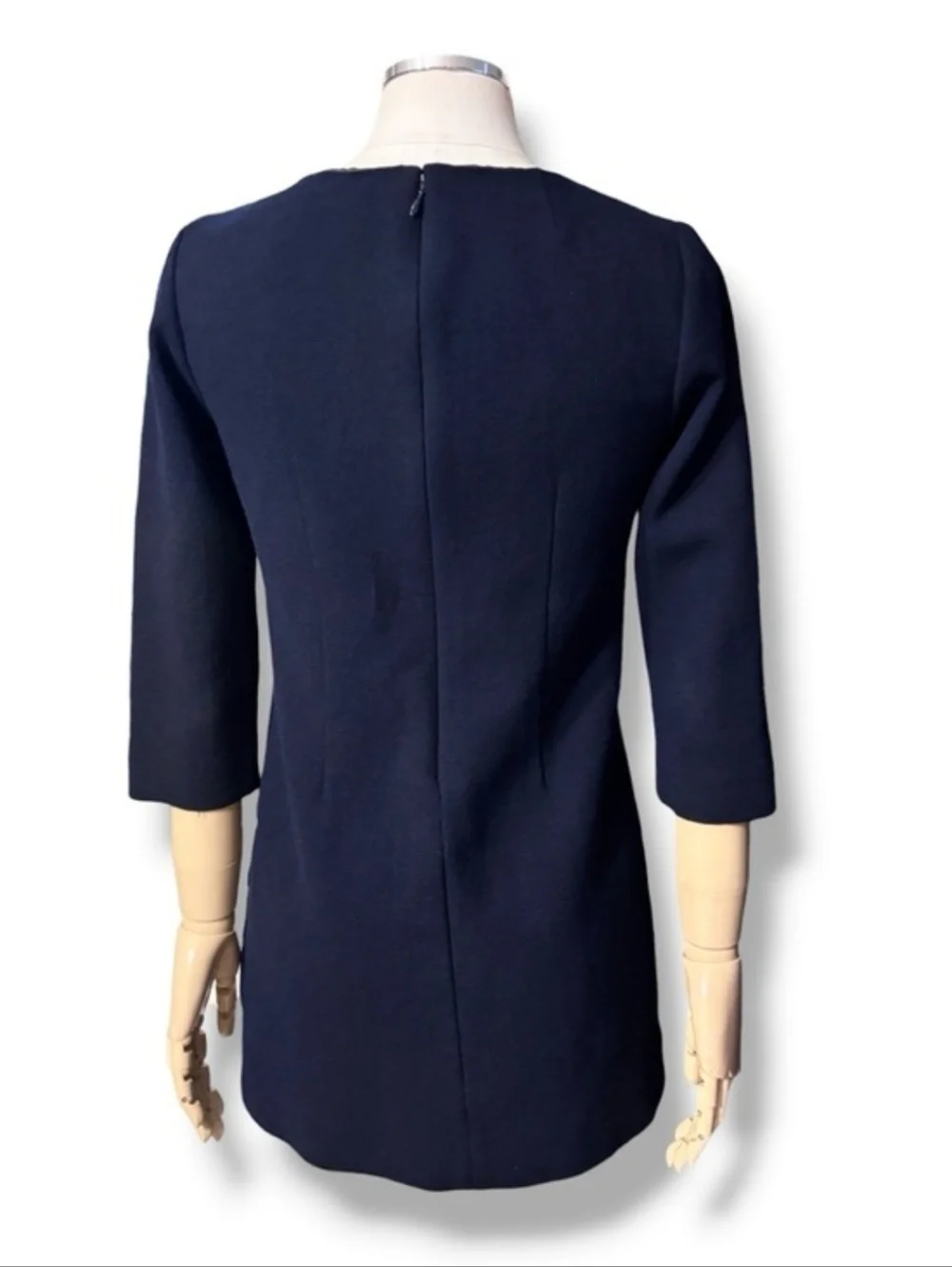 J. CREW Navy Crepe Wool Deep V Neck Mini Dress Size 2